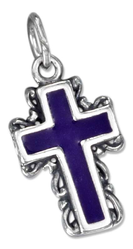 Enamel Christian Religious Cross Scrolled Edges Charm Enamel Christian Religious Cross Scrolled Edges Charm