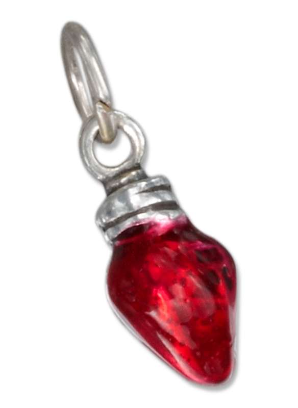 3D Enameled Red Christmas Light Bulb Charm 3D Enameled Red Christmas Light Bulb Charm