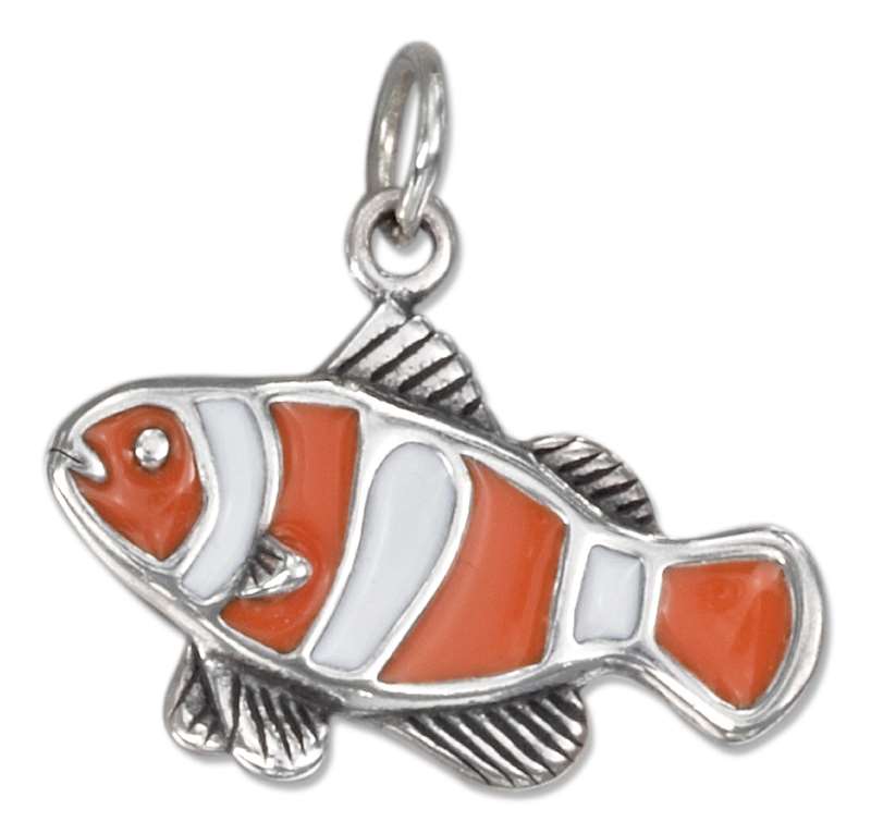 Enameled Clown Fish Charm Enameled Clown Fish Charm