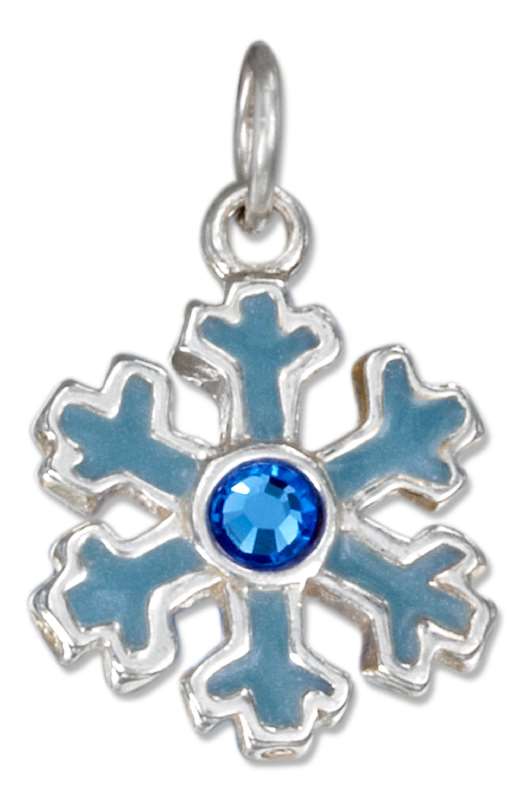 Enameled Snowflake Charm Blue Crystal Enameled Snowflake Charm Blue Crystal