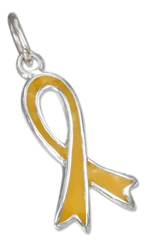 Enameled Yellow Ribbon Charm Enameled Yellow Ribbon Charm