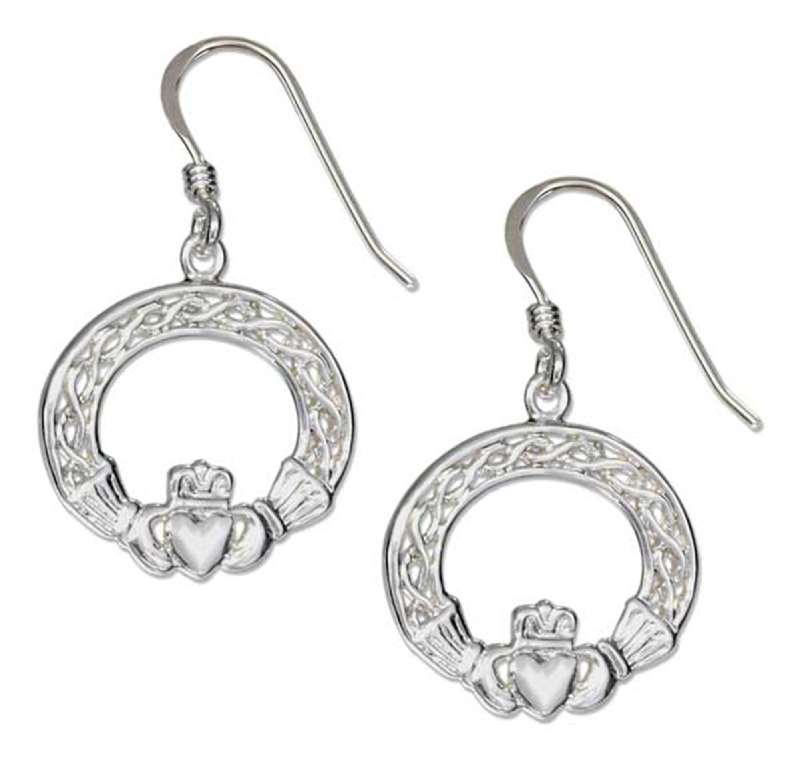 Open Celtic Weave Irish Claddagh Dangle Earrings Open Celtic Weave Irish Claddagh Dangle Earrings