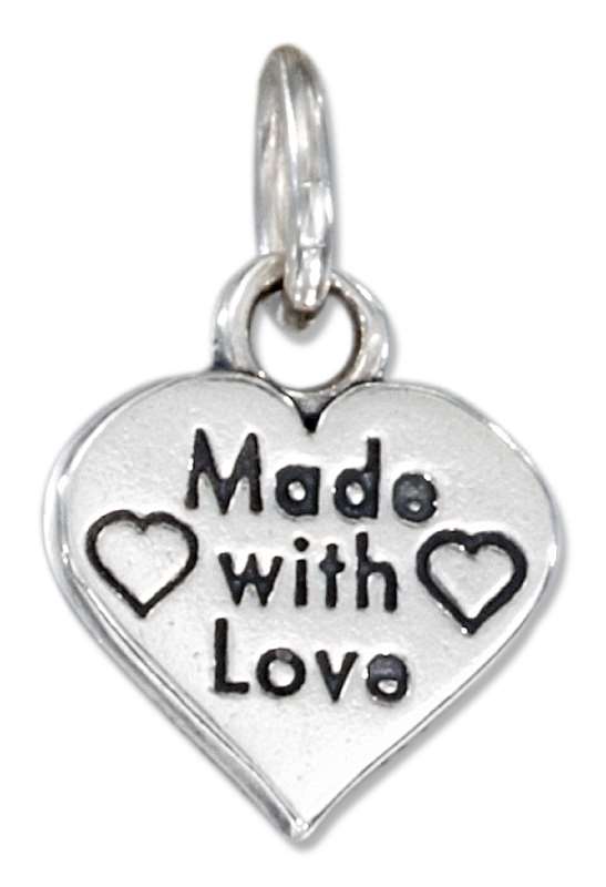 "Made With Love" Word Message Heart Charm "Made With Love" Word Message Heart Charm