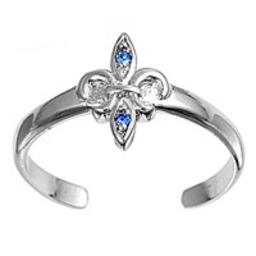 Fleur De Lis Sapphire Blue Cubic Zirconia Adjustable Toe Ring Fleur De Lis Sapphire Blue Cubic Zirconia Adjustable Toe Ring