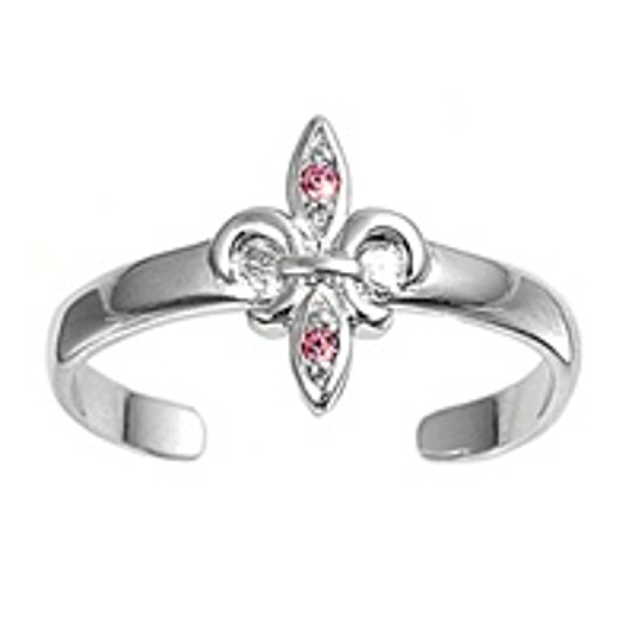 Fleur De Lis Light Pink Cubic Zirconia Adjustable Toe Ring Fleur De Lis Light Pink Cubic Zirconia Adjustable Toe Ring