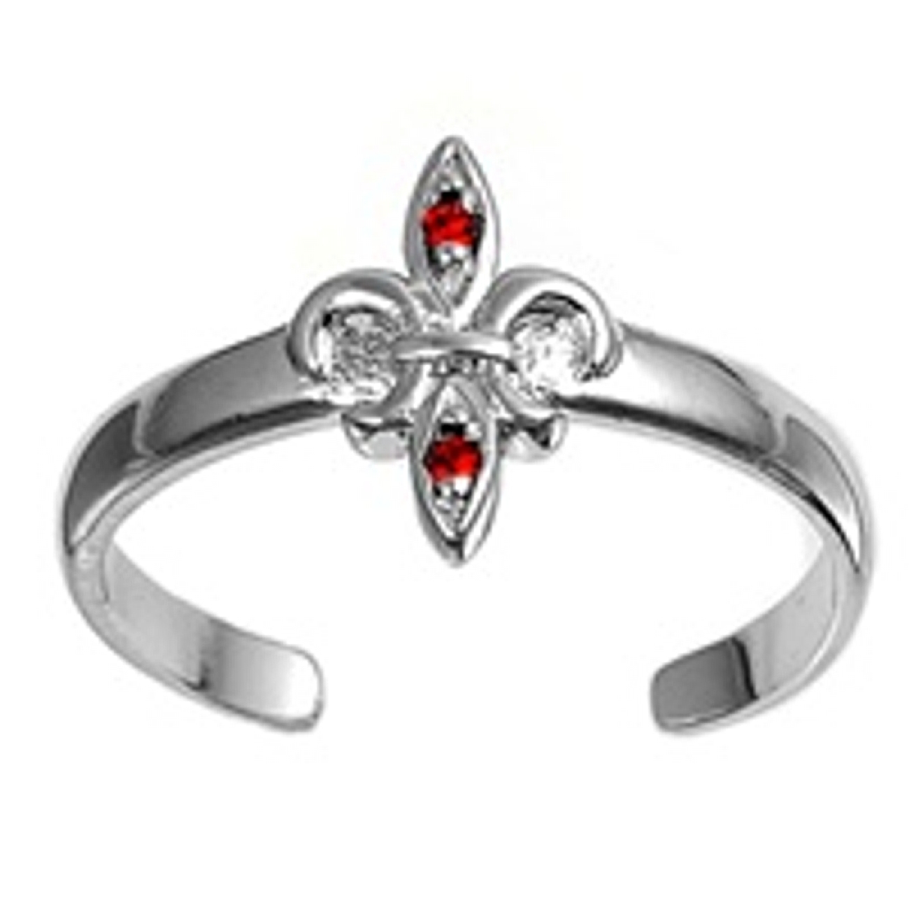 Fleur De Lis Ruby Red Cubic Zirconia Adjustable Toe Ring Fleur De Lis Ruby Red Cubic Zirconia Adjustable Toe Ring