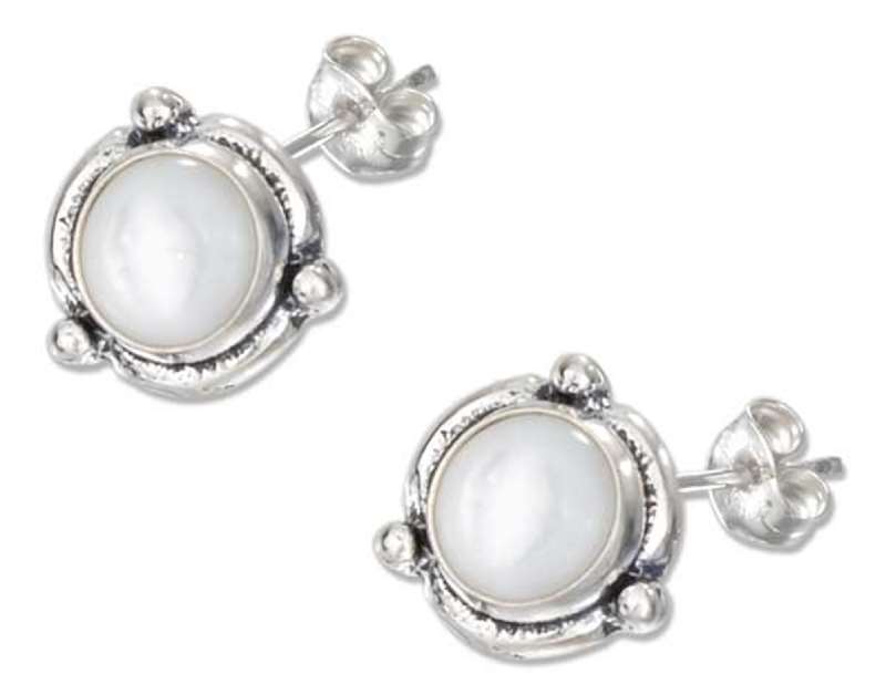 Flower Concho White Mother Of Pearl Post Earrings Flower Concho White Mother Of Pearl Post Earrings