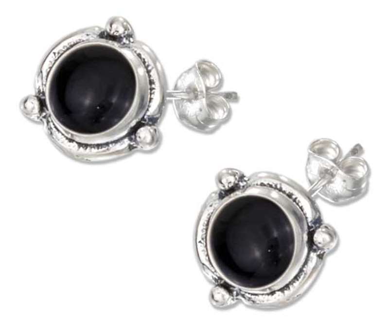 Flower Concho Black Onyx Post Earrings Flower Concho Black Onyx Post Earrings