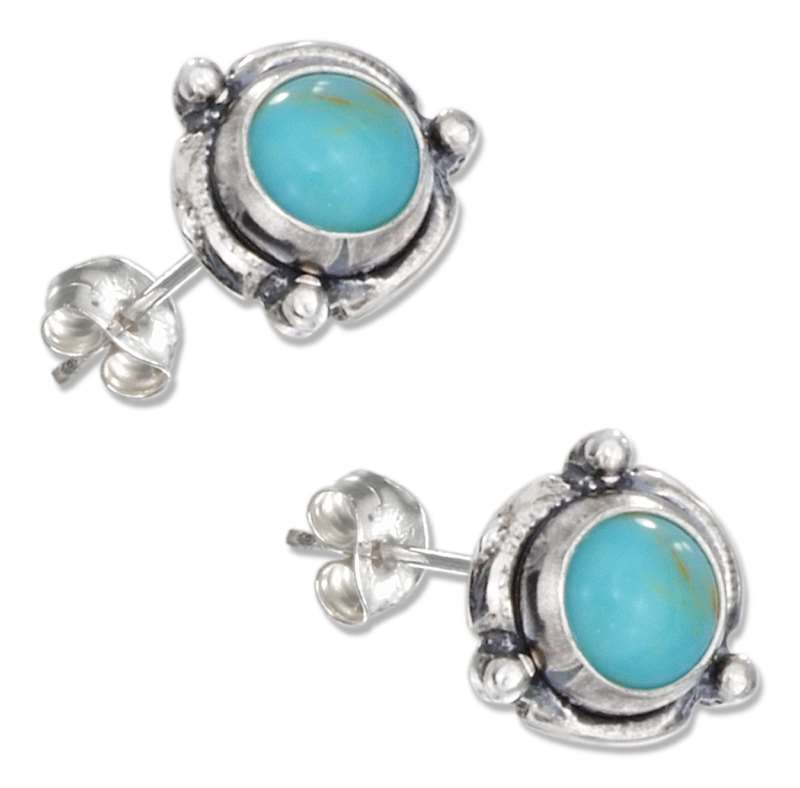 Flower Concho Turquoise Post Earrings Flower Concho Turquoise Post Earrings