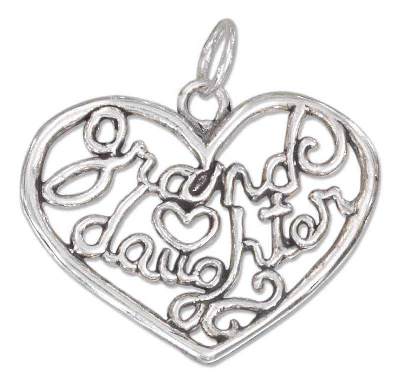 "GRANDDAUGHTER" Open Filigree Heart Charm "GRANDDAUGHTER" Open Filigree Heart Charm