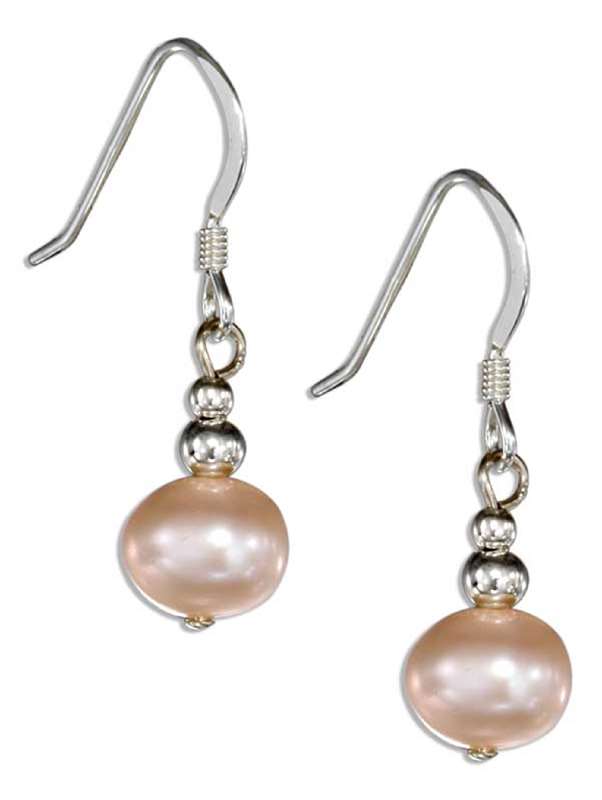 Golden Pink Freshwater Pearl Drop Earrings Golden Pink Freshwater Pearl Drop Earrings