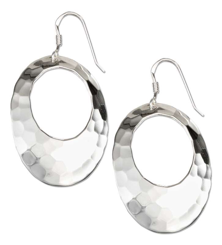 Hammered Fat Bottom Oval Dangle Earrings Hammered Fat Bottom Oval Dangle Earrings
