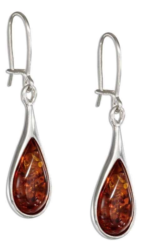 Honey Cognac Amber Teardrop Earrings Honey Cognac Amber Teardrop Earrings