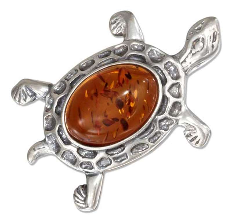 Honey Cognac Amber Turtle Brooch Pin Honey Cognac Amber Turtle Brooch Pin