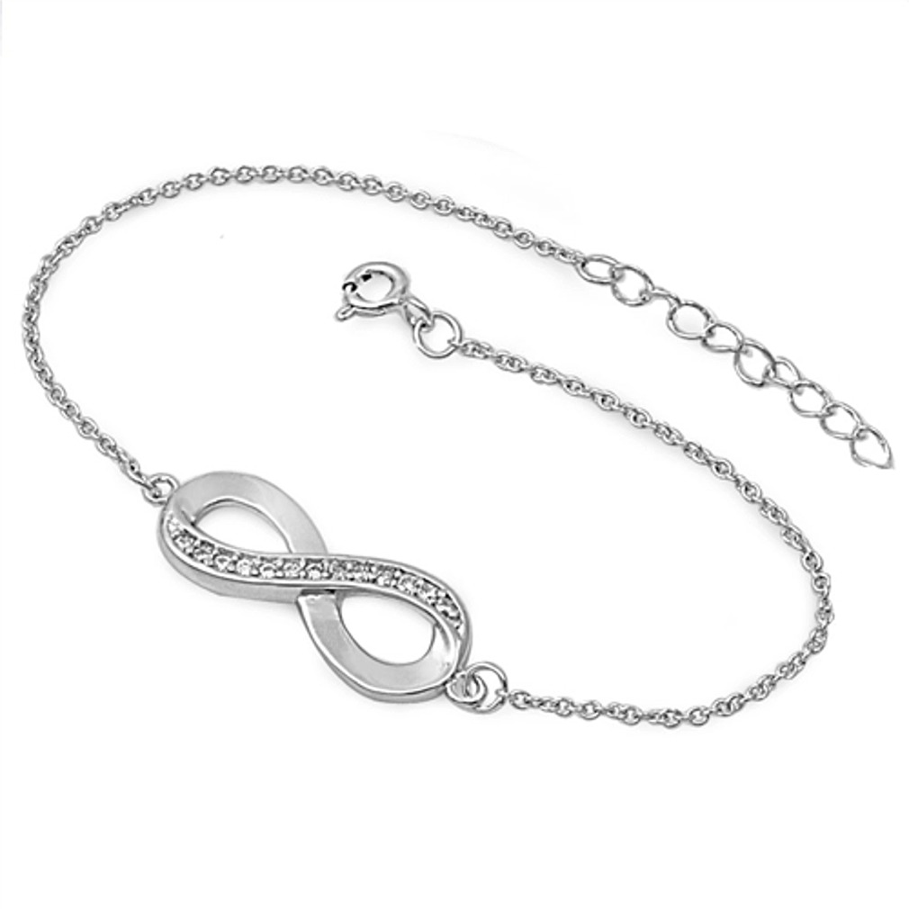 7 To 8 Adjule Infinity Symbol Bracelet With Cubic Zirconia 7 To 8 Adjule Infinity Symbol Bracelet With Cubic Zirconia