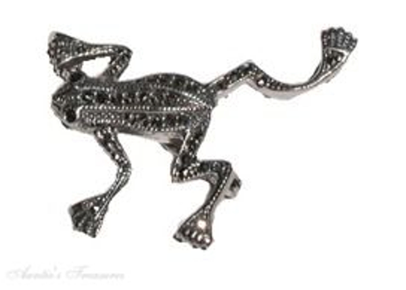 Jumping Landing Marcasite Frog Pin Brooch Jumping Landing Marcasite Frog Pin Brooch