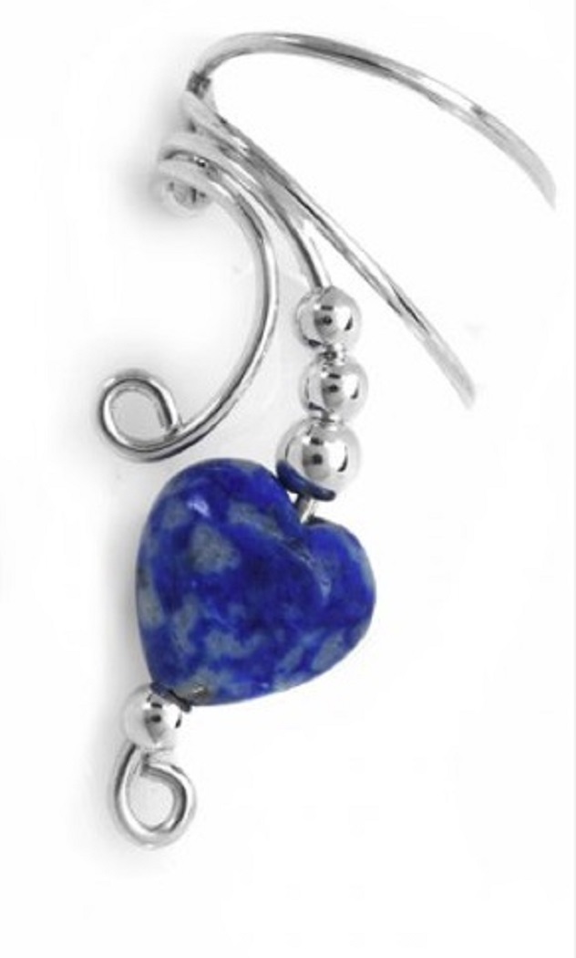 Left Only Blue Lapis Lazuli Heart Wave Ear Cuff Wrap Left Only Blue Lapis Lazuli Heart Wave Ear Cuff Wrap