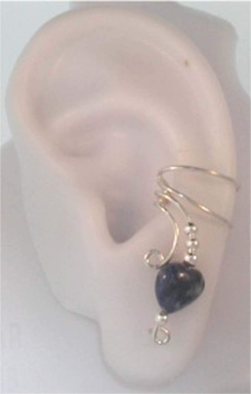 Right Only Blue Lapis Lazuli Heart Wave Ear Cuff Wrap Right Only Blue Lapis Lazuli Heart Wave Ear Cuff Wrap