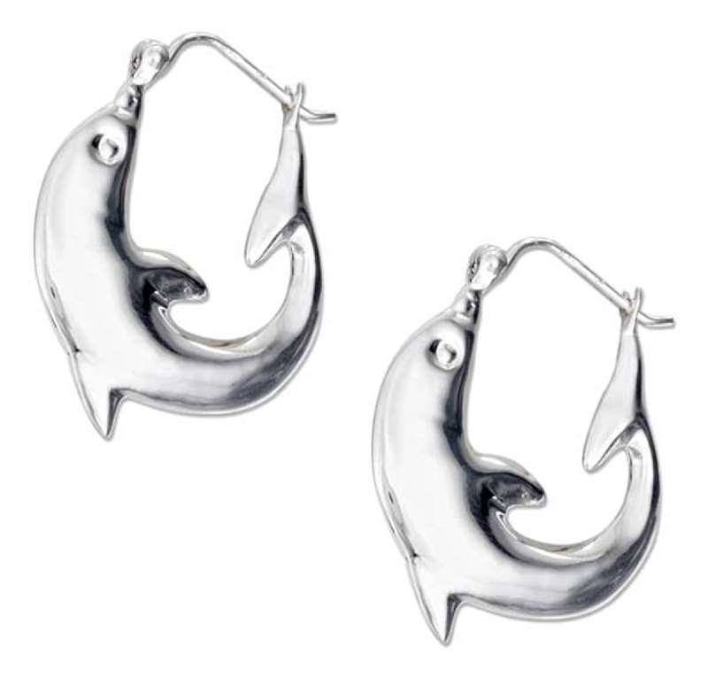 Curved Dolphin Hoop Earrings Curved Dolphin Hoop Earrings