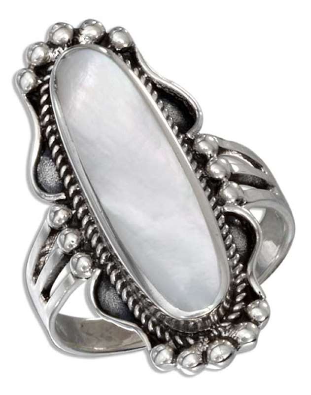 Elongated Mother Of Pearl Cocktail Ring Elongated Mother Of Pearl Cocktail Ring
