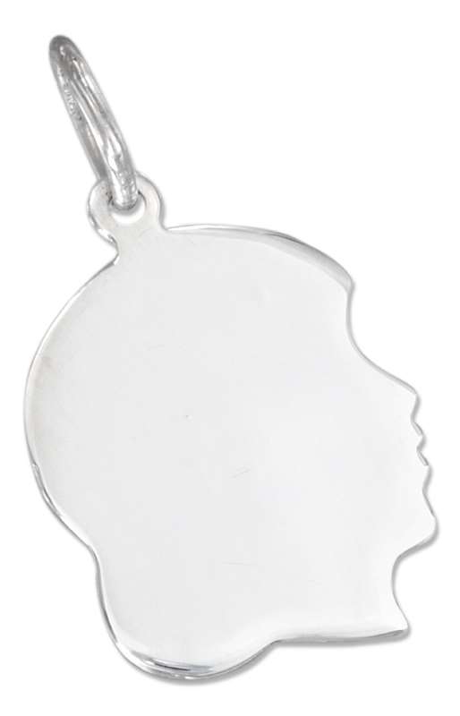 Large Engraveable Girl Profile Charm Large Engraveable Girl Profile Charm