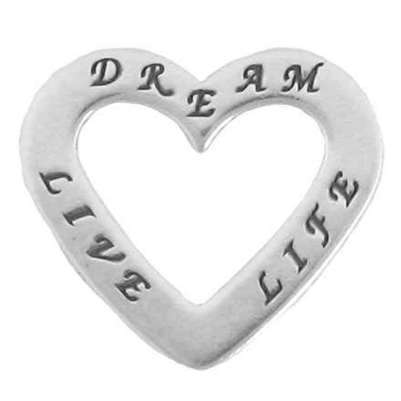 Two Sided "LIVE" "LIFE" "DREAM" Heart Shaped Affirmation Slide Pendant Two Sided "LIVE" "LIFE" "DREAM" Heart Shaped Affirmation Slide Pendant