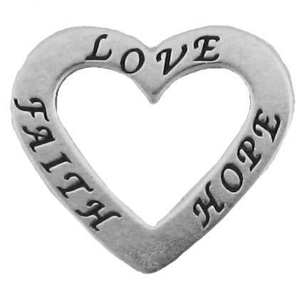Two Sided "LOVE" "FAITH" "HOPE" Heart Shaped Affirmation Slide Pendant Two Sided "LOVE" "FAITH" "HOPE" Heart Shaped Affirmation Slide Pendant