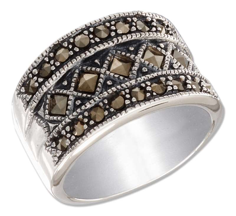 Marcasite Illusion Of Triple Bands Cocktail Ring Marcasite Illusion Of Triple Bands Cocktail Ring
