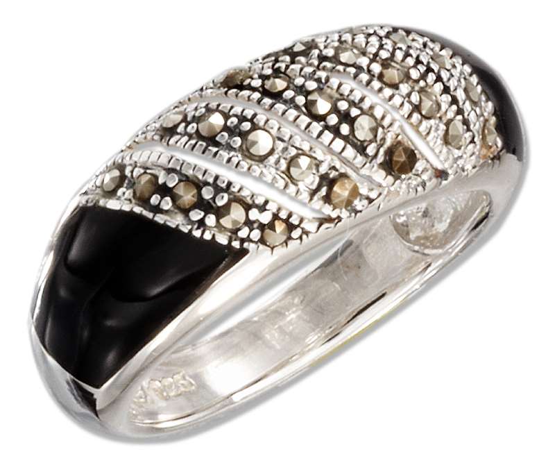Marcasite Black Onyx Dome Ring Marcasite Black Onyx Dome Ring