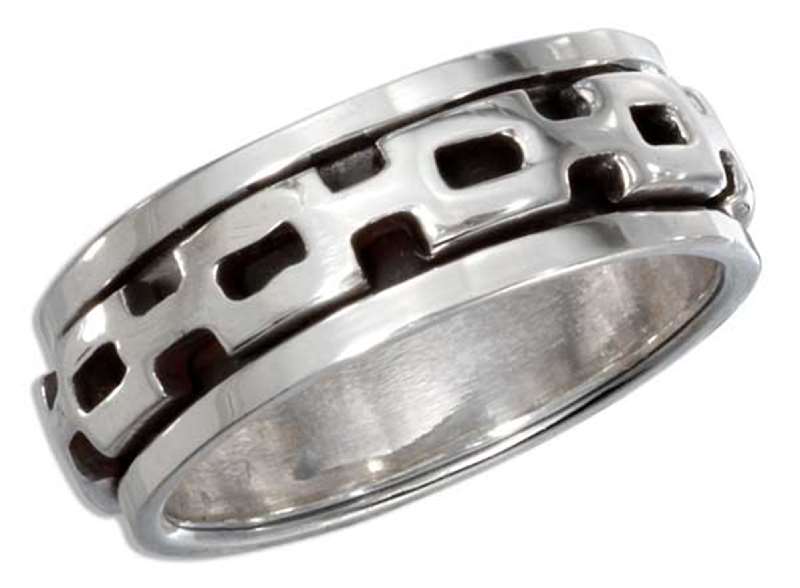 Men's 7mm Wide Band Chain Link Spinner Ring Men's 7mm Wide Band Chain Link Spinner Ring