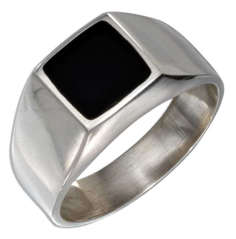 Men's Square Black Obsidian Stone Ring Men's Square Black Obsidian Stone Ring