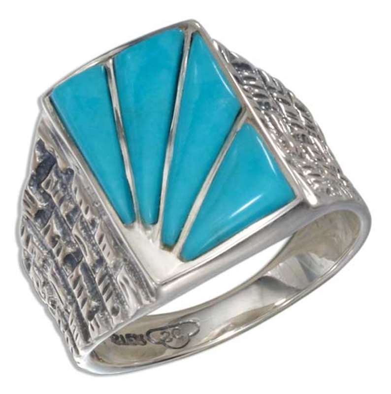 Sterling Silver Men S Turquoise Rings   Sterling Silver Mens Turquoise Sunburst Ring Sr Cha Cfaw 