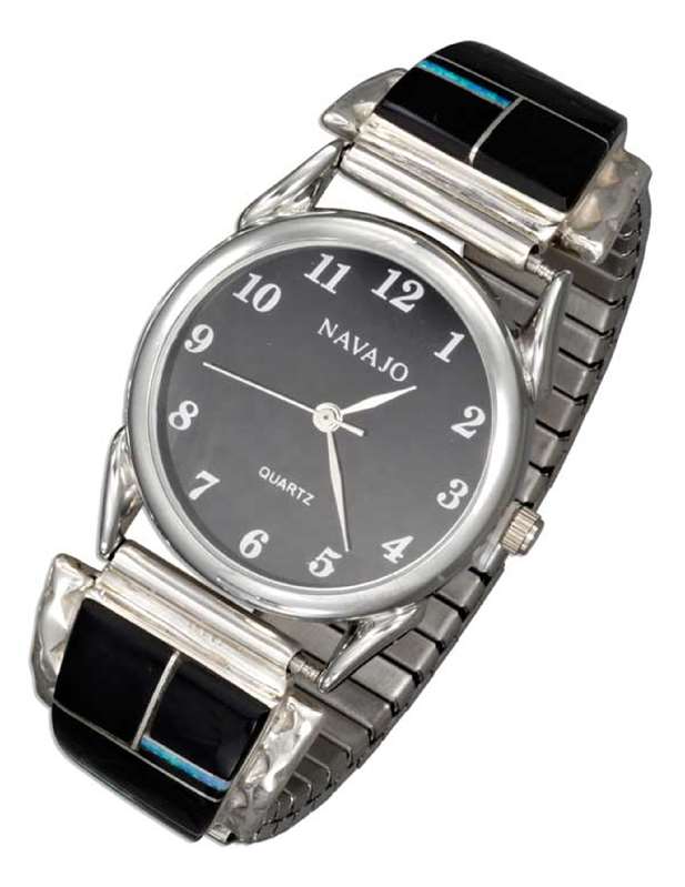 Men's Imitation Opal Black Onyx Inlay Watch Men's Imitation Opal Black Onyx Inlay Watch
