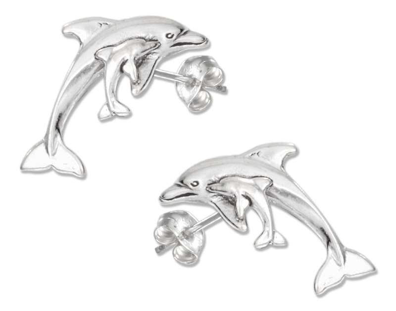 Mom Baby Dolphin Post Earrings Mom Baby Dolphin Post Earrings