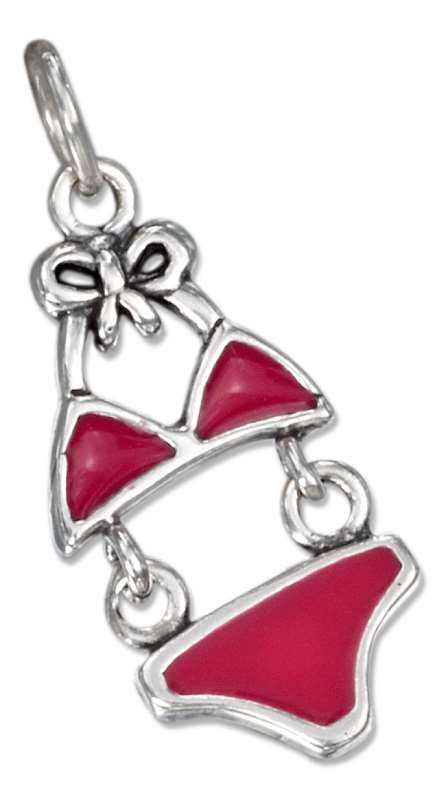 Moveable Pink Enamel Bikini Charm Moveable Pink Enamel Bikini Charm