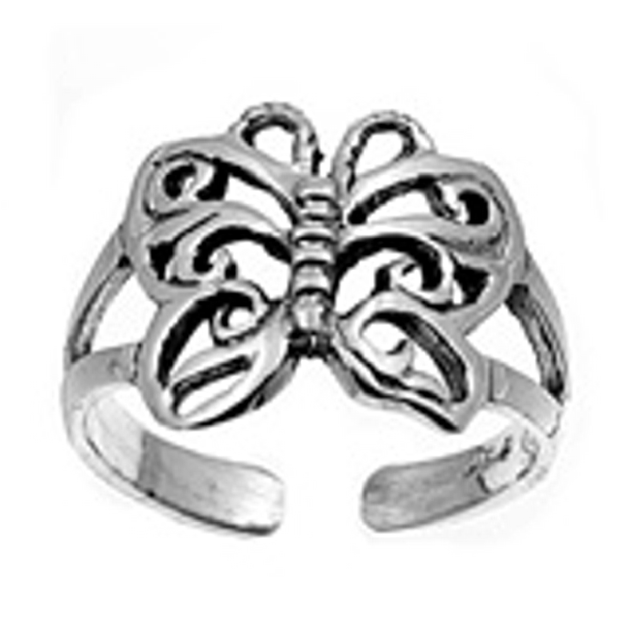 Open Butterfly On Split Shank Adjustable Toe Ring Open Butterfly On Split Shank Adjustable Toe Ring