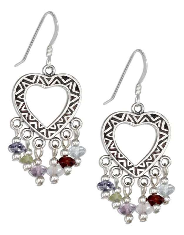 Patterned Open Heart Short Dangling Stones Dangle Earrings Patterned Open Heart Short Dangling Stones Dangle Earrings