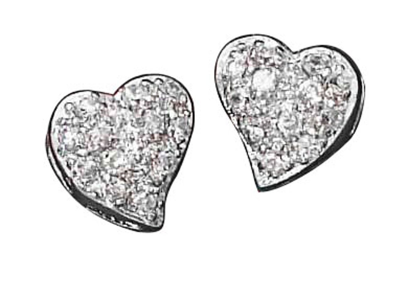 Pave Cubic Zirconia Contemporary Heart Post Earrings Pave Cubic Zirconia Contemporary Heart Post Earrings
