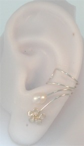 Left Only Pearl And Flower Ear Cuff Wrap Earring Left Only Pearl And Flower Ear Cuff Wrap Earring