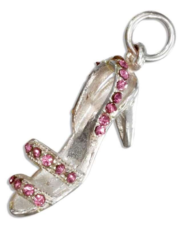 Pink Cubic Zirconia High Heel Sandal Charm Pink Cubic Zirconia High Heel Sandal Charm