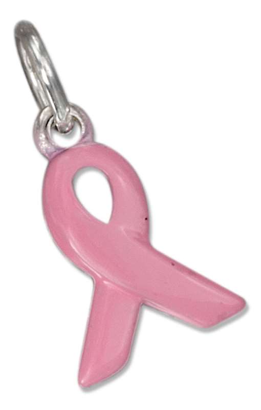 Pink Enamel Breast Cancer Awareness Ribbon Charm Pink Enamel Breast Cancer Awareness Ribbon Charm
