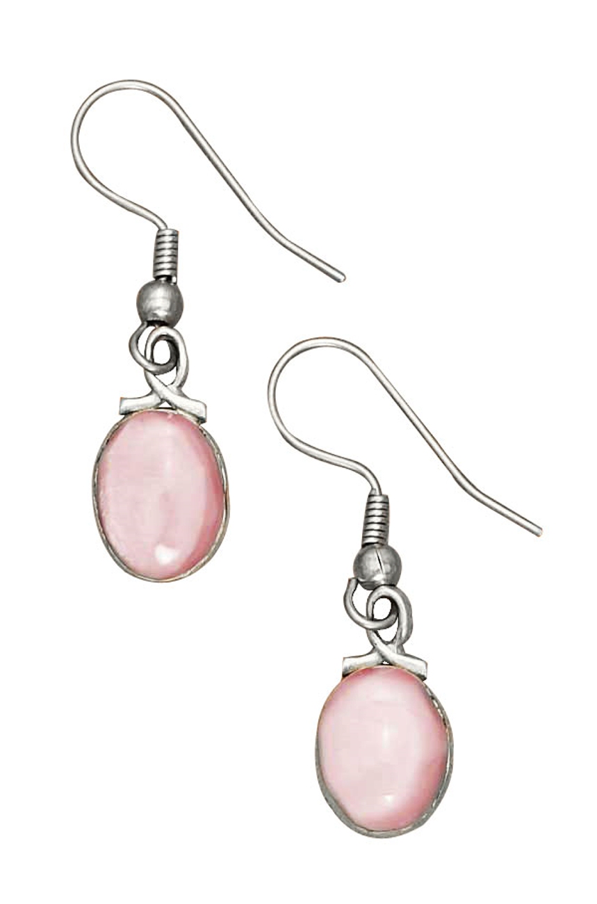 Plain Oval Pink Mother Of Pearl Top Loop Earrings Plain Oval Pink Mother Of Pearl Top Loop Earrings