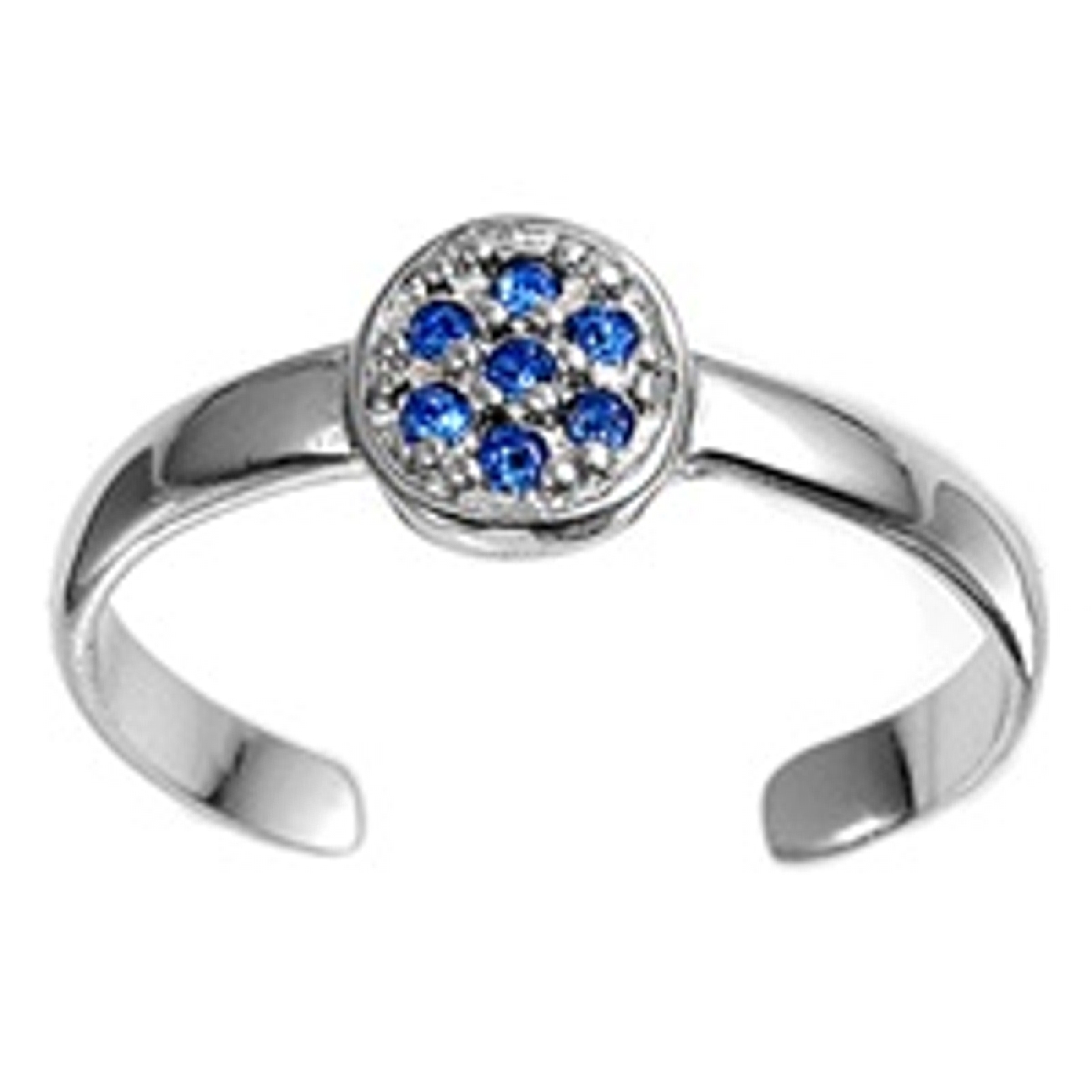 Blue Cubic Zirconia Round Top Adjustable Toe Ring Blue Cubic Zirconia Round Top Adjustable Toe Ring