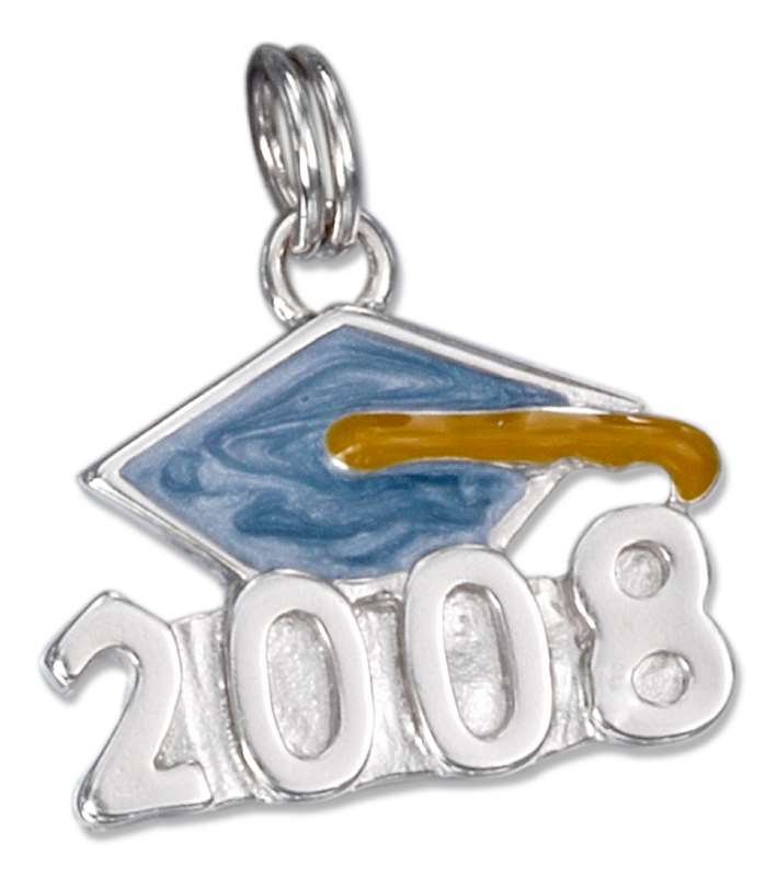 Enameled Graduation Mortarboard Cap Class Of 2008 Charm Enameled Graduation Mortarboard Cap Class Of 2008 Charm