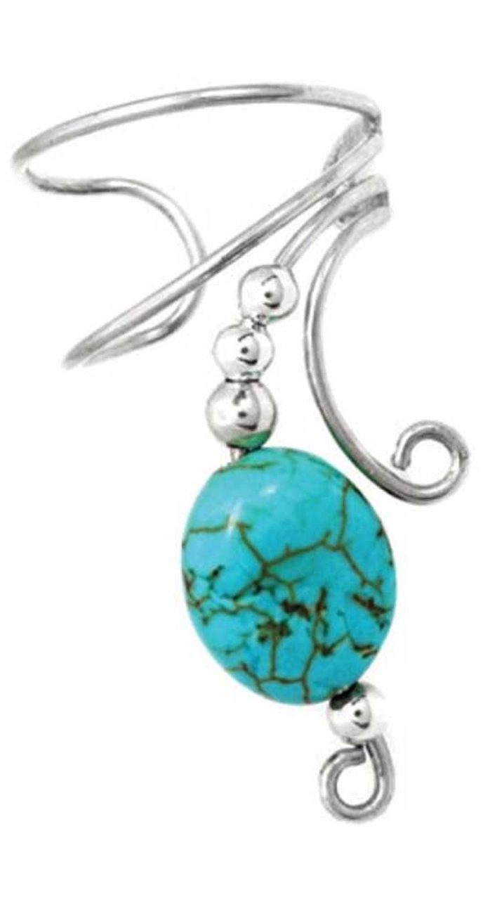 Right Only Turquoise Oval Stone Wave Ear Cuff Wrap Right Only Turquoise Oval Stone Wave Ear Cuff Wrap