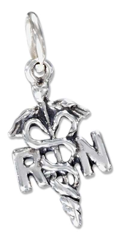 RN Registered Nurse's Medical Symbol Charm With Caduceus RN Registered Nurse's Medical Symbol Charm With Caduceus