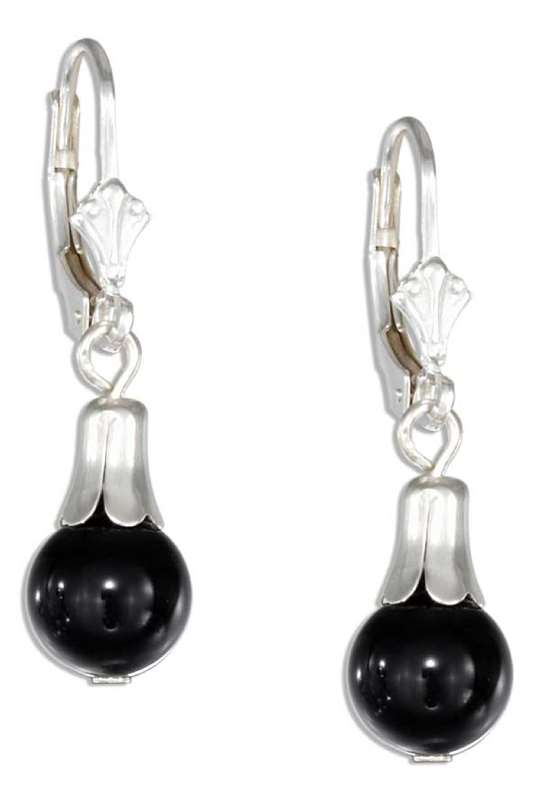 Black Onyx Drop Leverback Earrings Black Onyx Drop Leverback Earrings