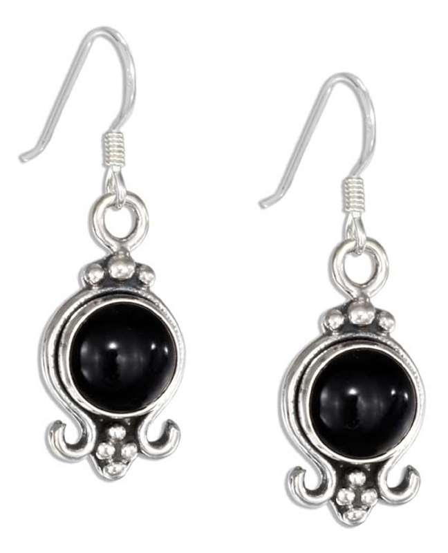 Round Black Onyx Dangle Earrings Round Black Onyx Dangle Earrings