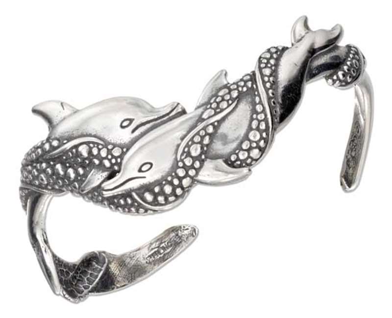 2 Double Swimming Dolphin Cuff Bracelet 2 Double Swimming Dolphin Cuff Bracelet