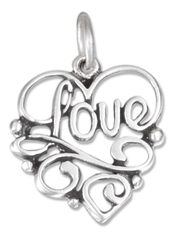 LOVE Word Heart Design Charm LOVE Word Heart Design Charm